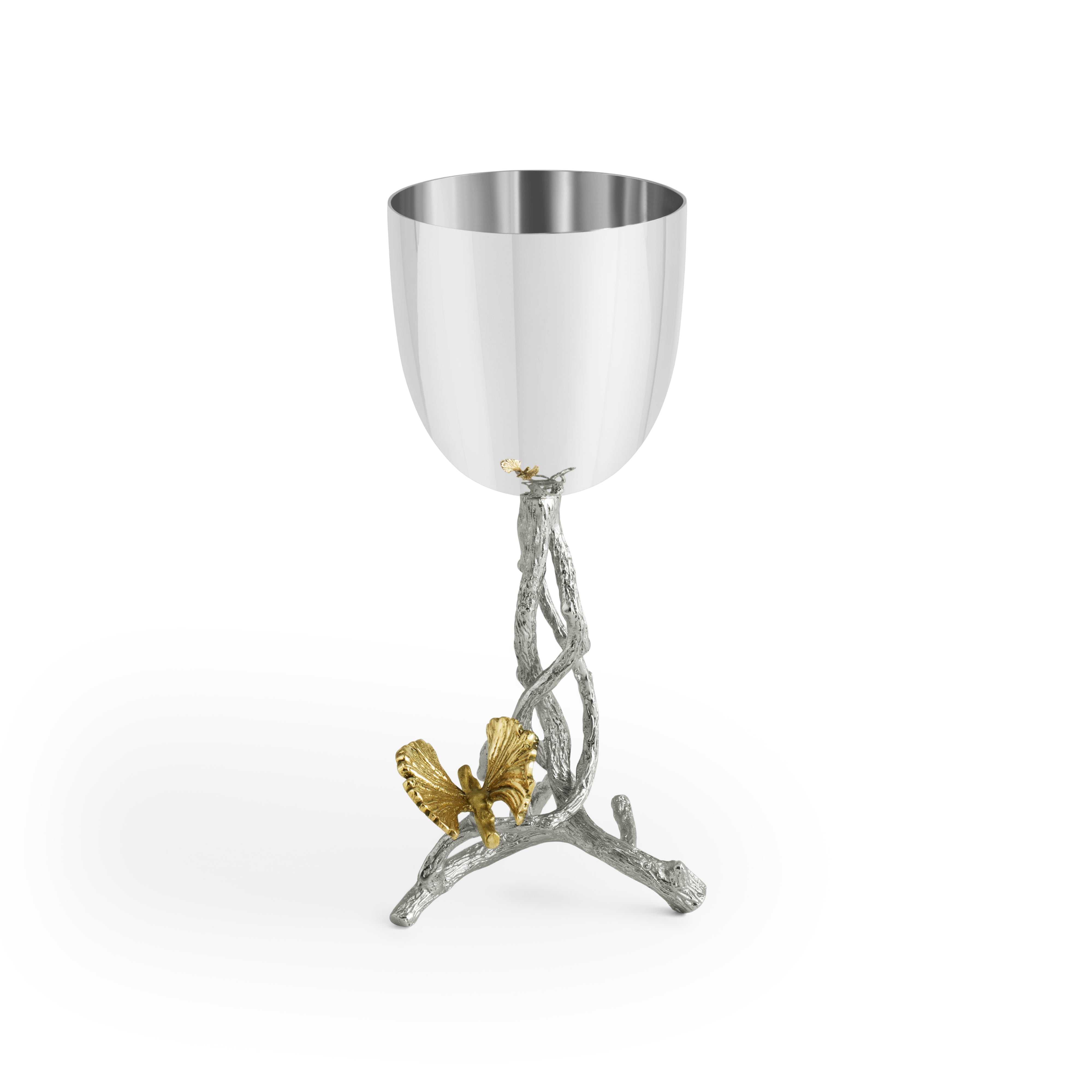 Elegant Butterfly Ginkgo Kiddush Cup - Handcrafted Jewish Ritual Wine Goblet for Shabbat, Holidays & Special Ceremonies - Perfect for Passover, Rosh Hashanah & Wedding Celebrations