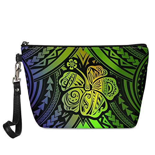FKELYI Women's Cosmetic Case - Small Makeup Bag with Polynesian Plumeria Design, Colorful Travel Toiletry Pouch for Makeup Brushes & Accessories | Perfect for Travel, Gym & Daily Use