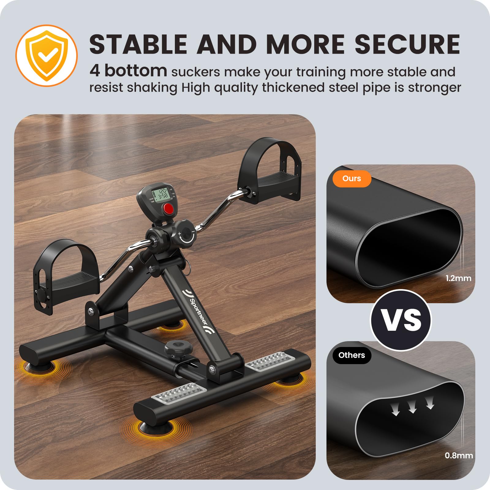 Sportneer Portable Under Desk Pedal Exerciser - Low Resistance Folding Exercise Bike for Arms & Legs - Compact Indoor Cycling Machine for Home Office Workouts & Active Sitting