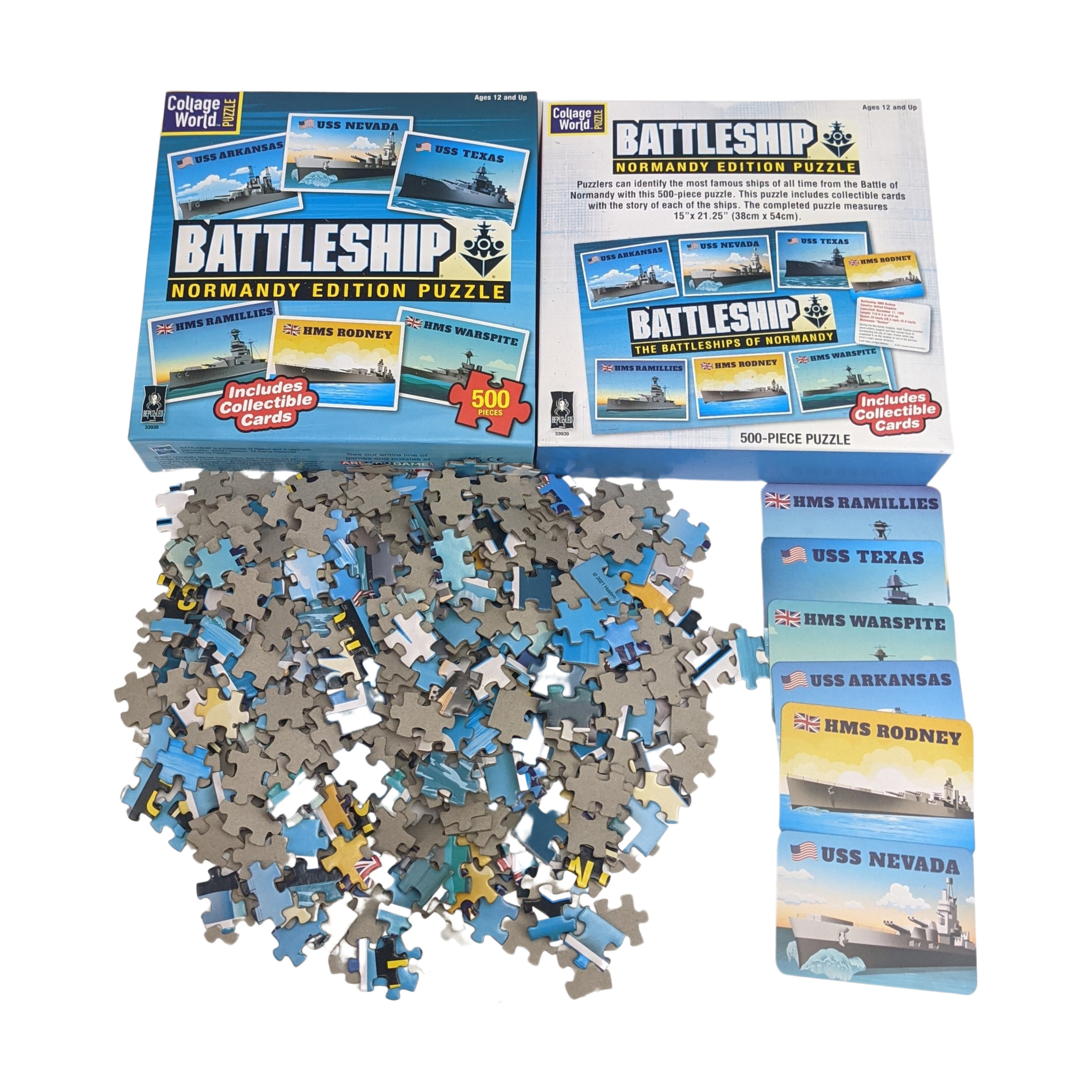 Collage World Battleship Normandy Edition 500-Piece Jigsaw Puzzle - Perfect for History Buffs & Puzzle Enthusiasts