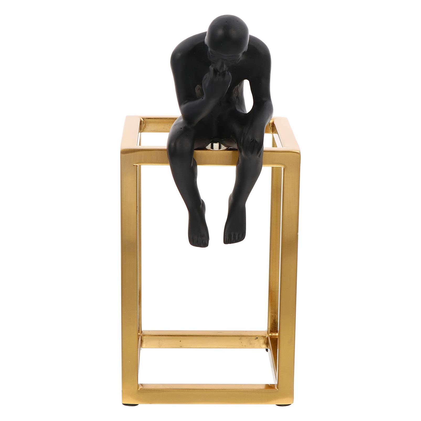BESPORTBLE Little Black Iron Thinker Statue - Desktop Decor, Tabletop Ornament, Photography Prop | Perfect for Home Office, Bookshelf Display & Artistic Photography Backdrops