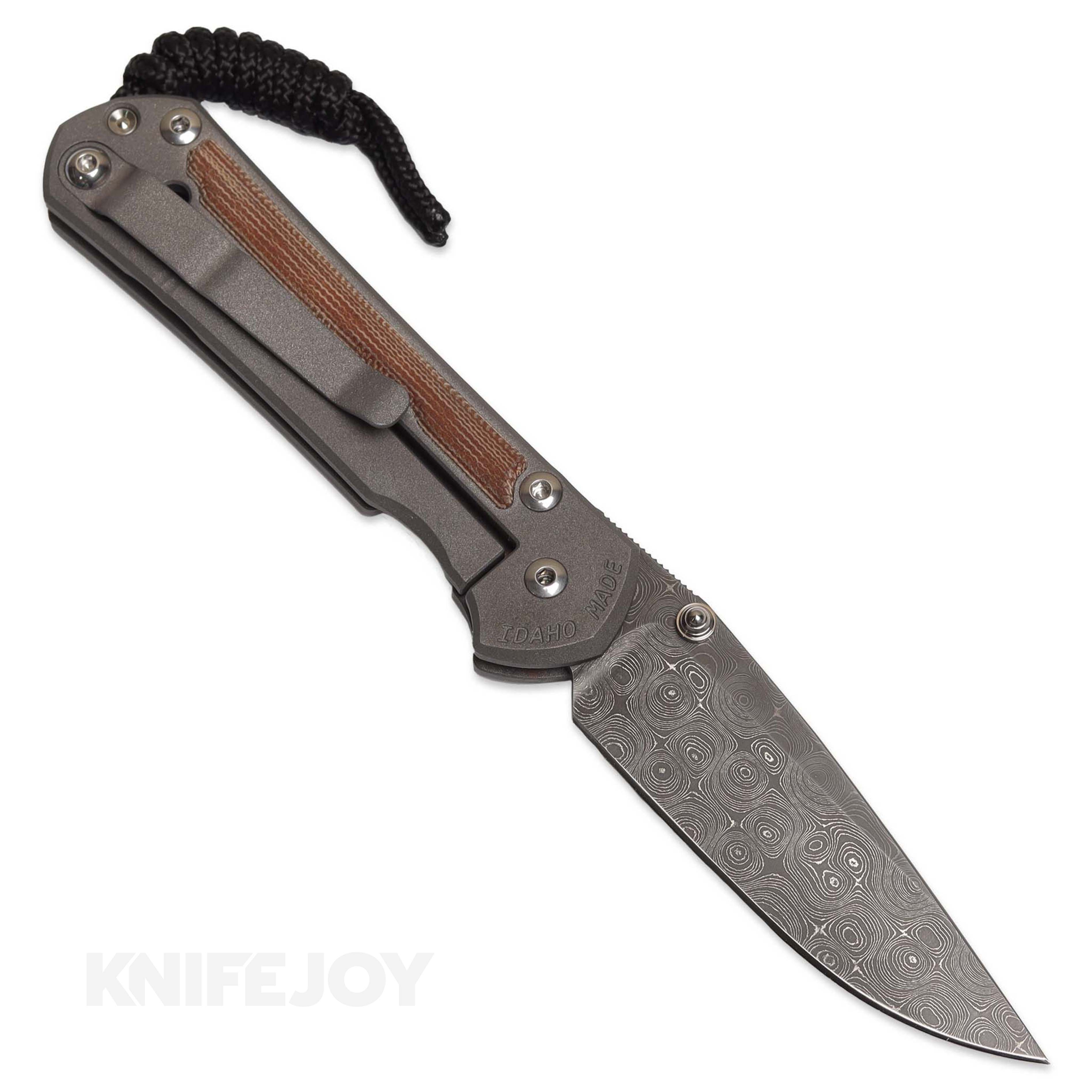 Chris Reeve Small Sebenza 31 Folding Knife - Natural Canvas Micarta Inlay, Raindrop Damascus Steel Blade, Double Silver Lugs | EDC, Outdoor Survival, Camping & Collectible Knife