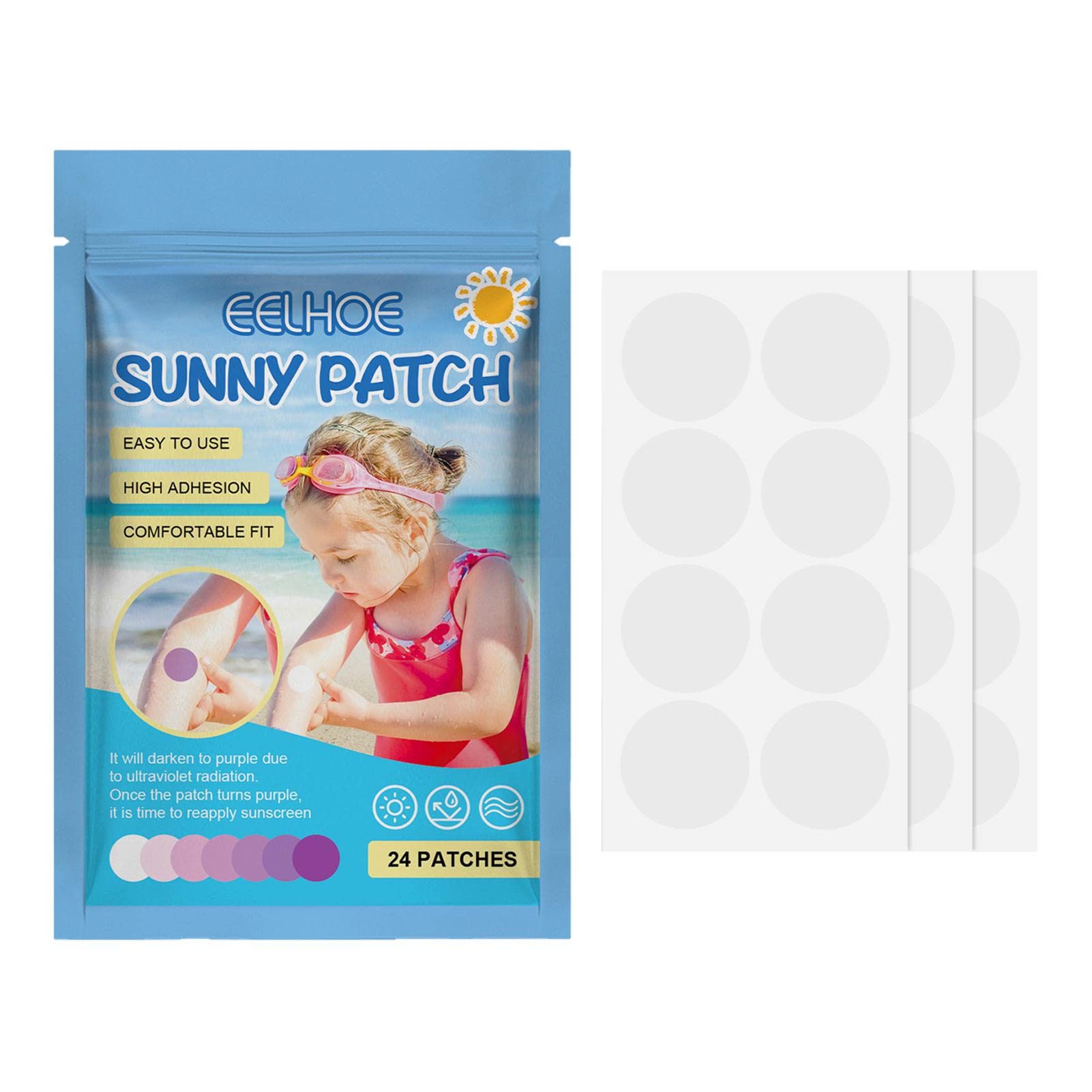 24 Pack Waterproof UV Detection Stickers for Sunscreen Reapplication - UV Sun Patches for Adults & Kids | Perfect for Beach, Pool & Outdoor Activities