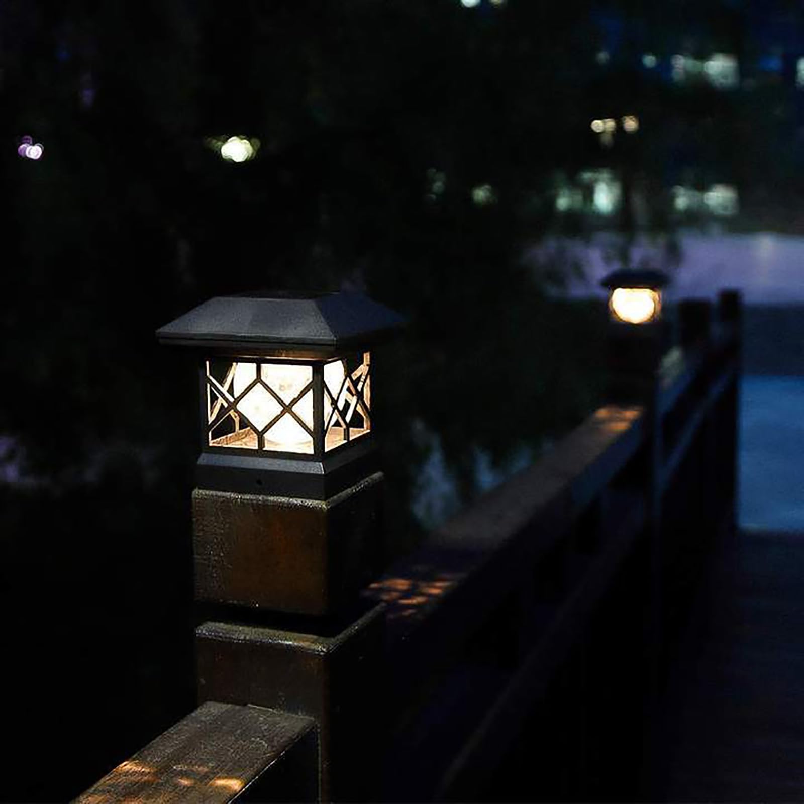 TWINSLUXES 12 Pack Solar Post Cap Lights Outdoor - Waterproof LED Fence Post Solar Lights for 3.5x3.5/4x4/5x5 Wood Posts - Warm White Light for Patio, Deck, Garden & Pathway Decoration - Energy Efficient Solar Powered Landscape Lighting