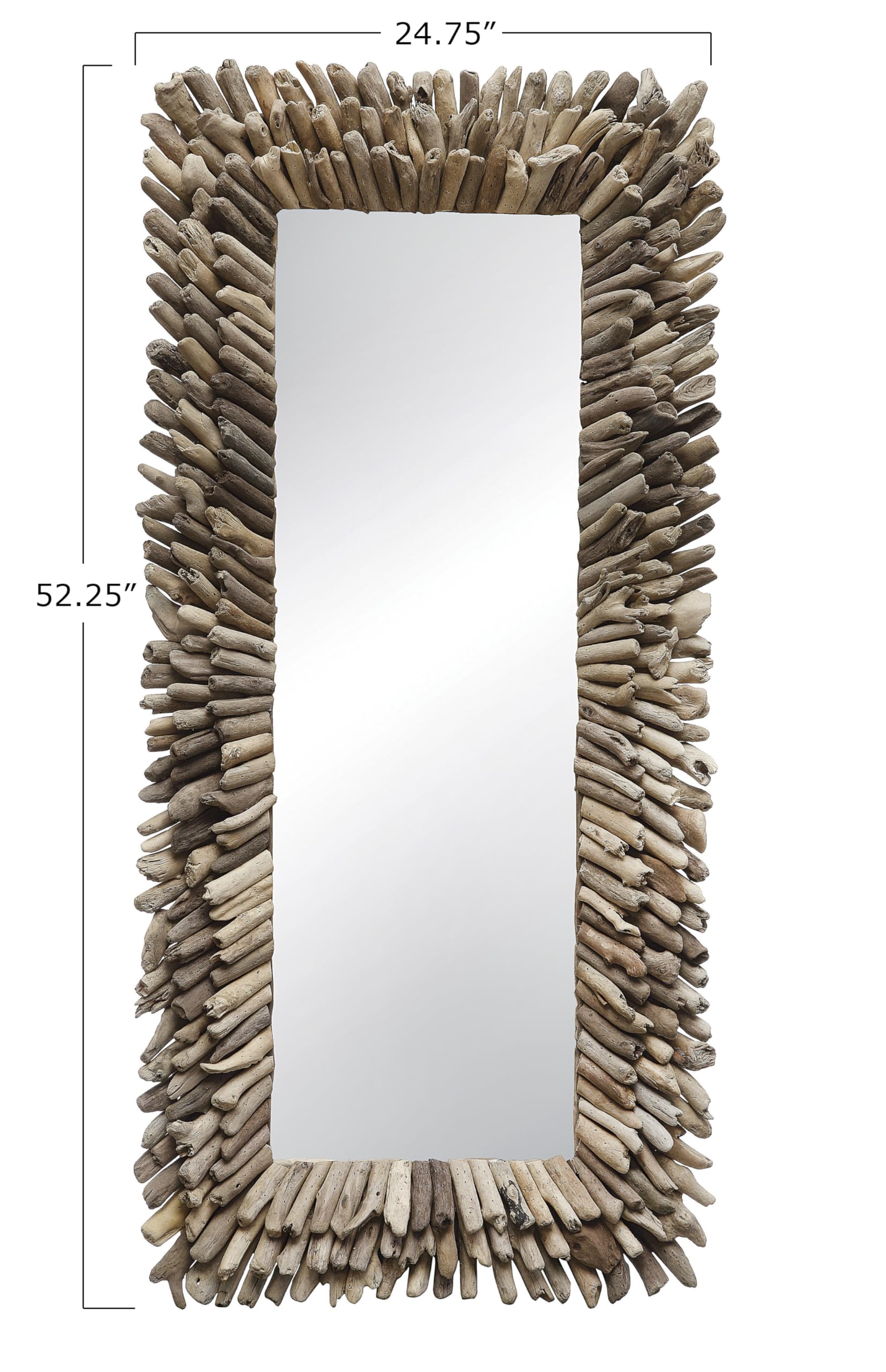 Creative Co-Op Large Rectangle Driftwood Framed Mirror - Rustic Wall Decor for Living Room, Bedroom & Bathroom - Natural Wood Accent Piece for Home Decor