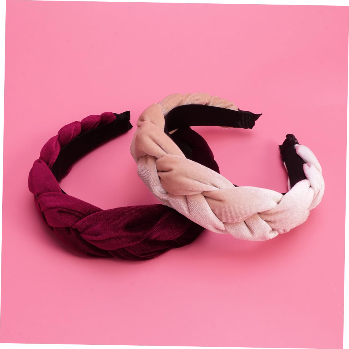 Beavorty 2-Pack Thick Suede Hairbands - Wide Braided Elastic Headbands for Women & Girls (3pcs x 2) | Perfect for Yoga, Workouts, and Everyday Styling