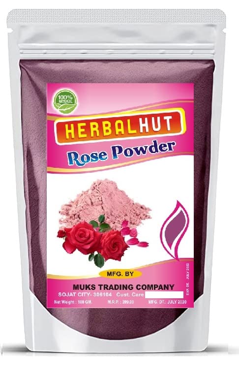 **Herbulhut Naturals 100% Pure Organic Rose Petal Powder for Face & Skin Care – 100g | Chemical-Free, Natural Glow Boost | DIY Masks, Scrubs & Aromatherapy**