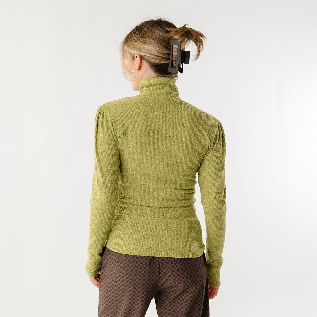 Sydney Women's Turtleneck Sweater - Soft Knit Mock Neck Pullover in Chartreuse Green | Perfect for Office Wear, Fall Layering & Casual Outfits