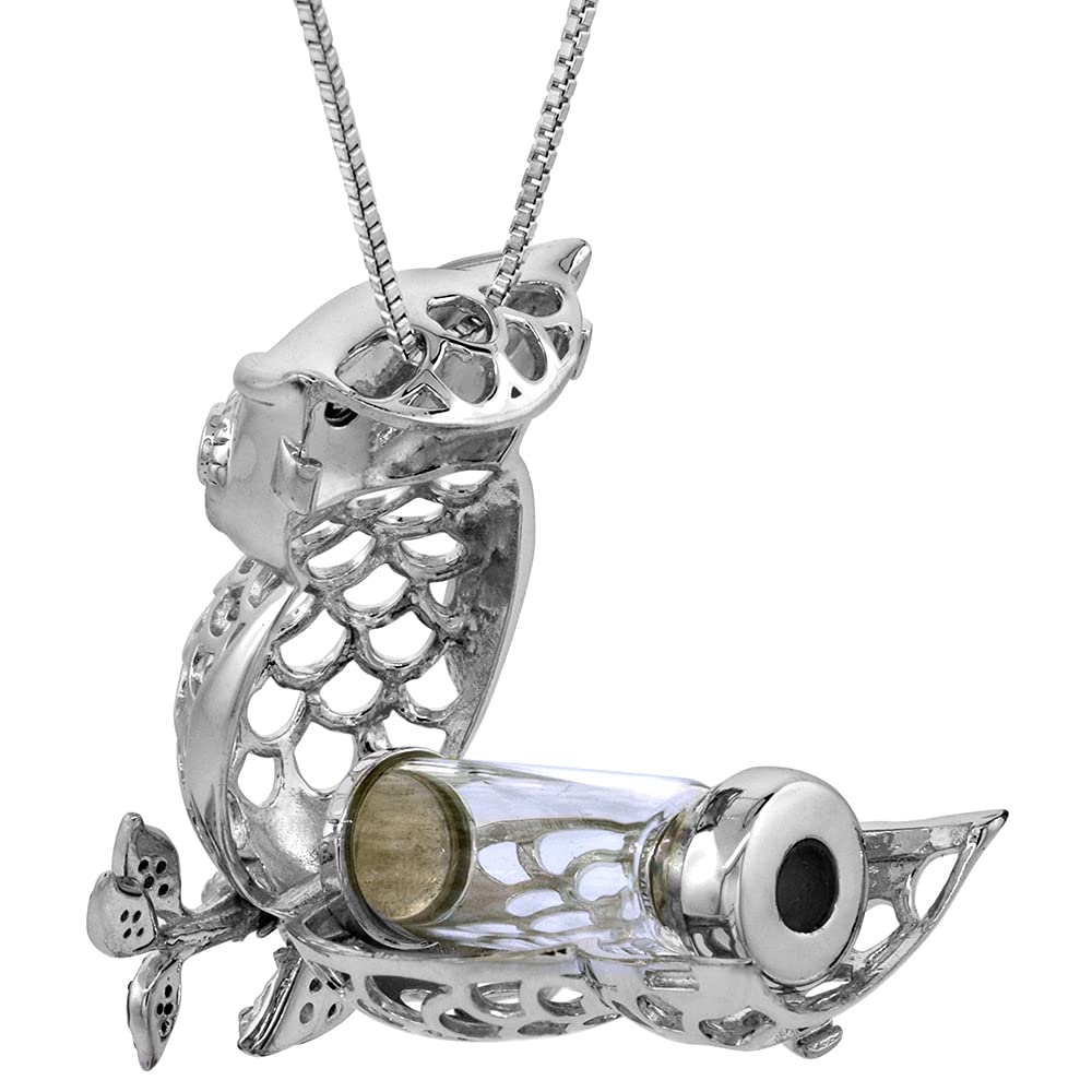 Exquisite Sterling Silver Prayer Box & Urn Pendant - Elegant Open Filigree Design with Glass Bottle | Perfect for Memorial Jewelry, Keepsakes & Spiritual Gifts