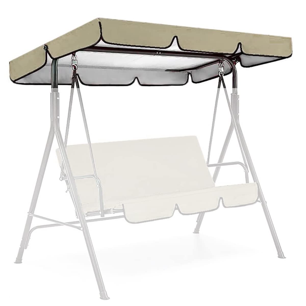 Waterproof Patio Swing Canopy Replacement Top Cover - Sunshade Canopy for 2/3 Seater Swing Seat & Hammock (Beige, 190x132x15cm) - Perfect for Outdoor Relaxation in Garden, Backyard or Patio