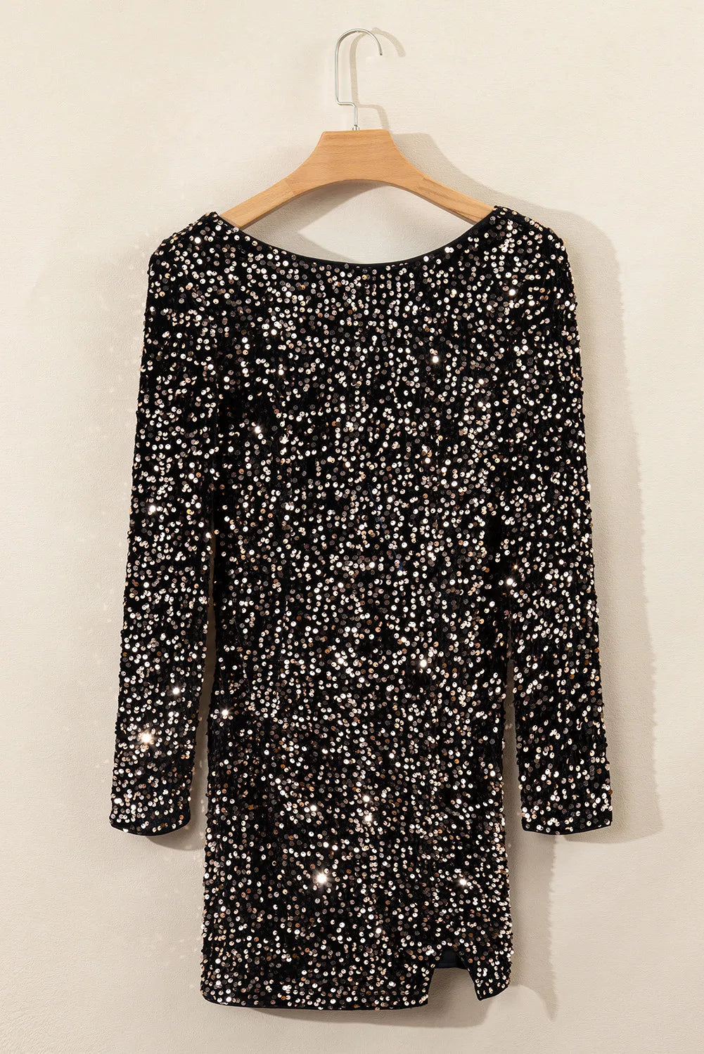 Sparkly Backless Sequin Party Dress for Women - Elegant Round Neck Long Sleeve Formal Gown for Evening Events, Prom, Cocktail Parties & Special Occasions