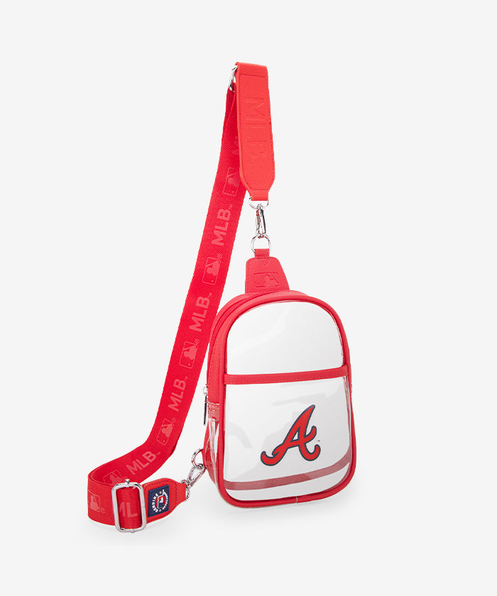 MLB Atlanta Braves Clear Mini Sling Bag - Approved Stadium Bag for Baseball Games, Concerts & Events - Lightweight Crossbody Purse for Women & Men