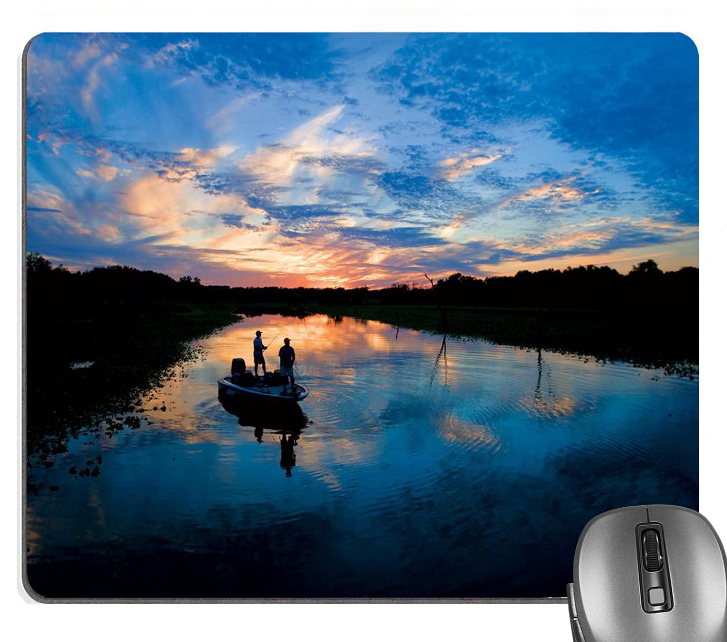 Premium Navy Blue Fishing Scenic Mouse Pad - Non-Slip Office Desk Mat for Computers & Laptops - Perfect for Gaming, Work & Home Office Decor
