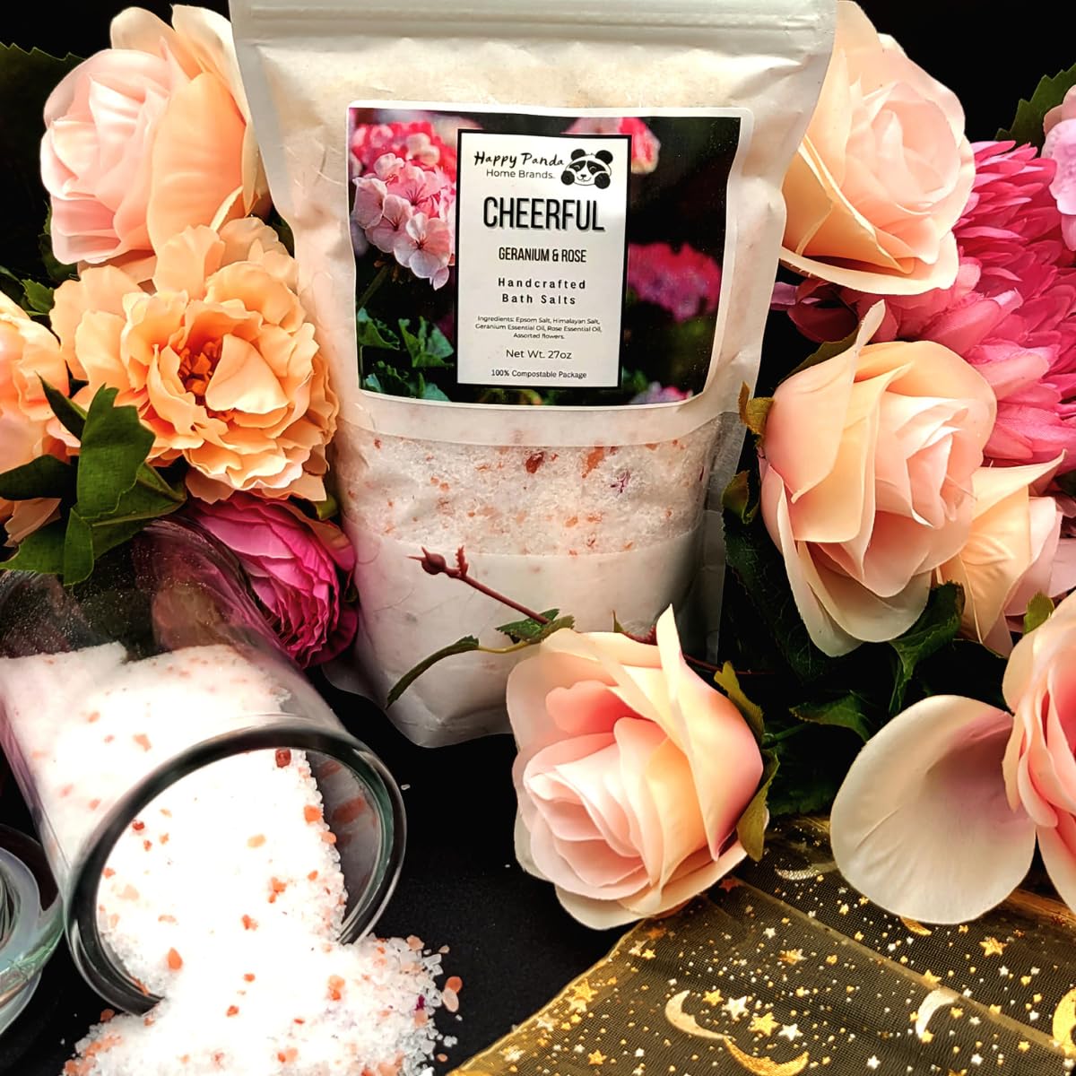 Relaxing Geranium & Rose Bath Salts - 27oz for Stress Relief & Aromatherapy | Perfect for Spa Nights & Self-Care Rituals