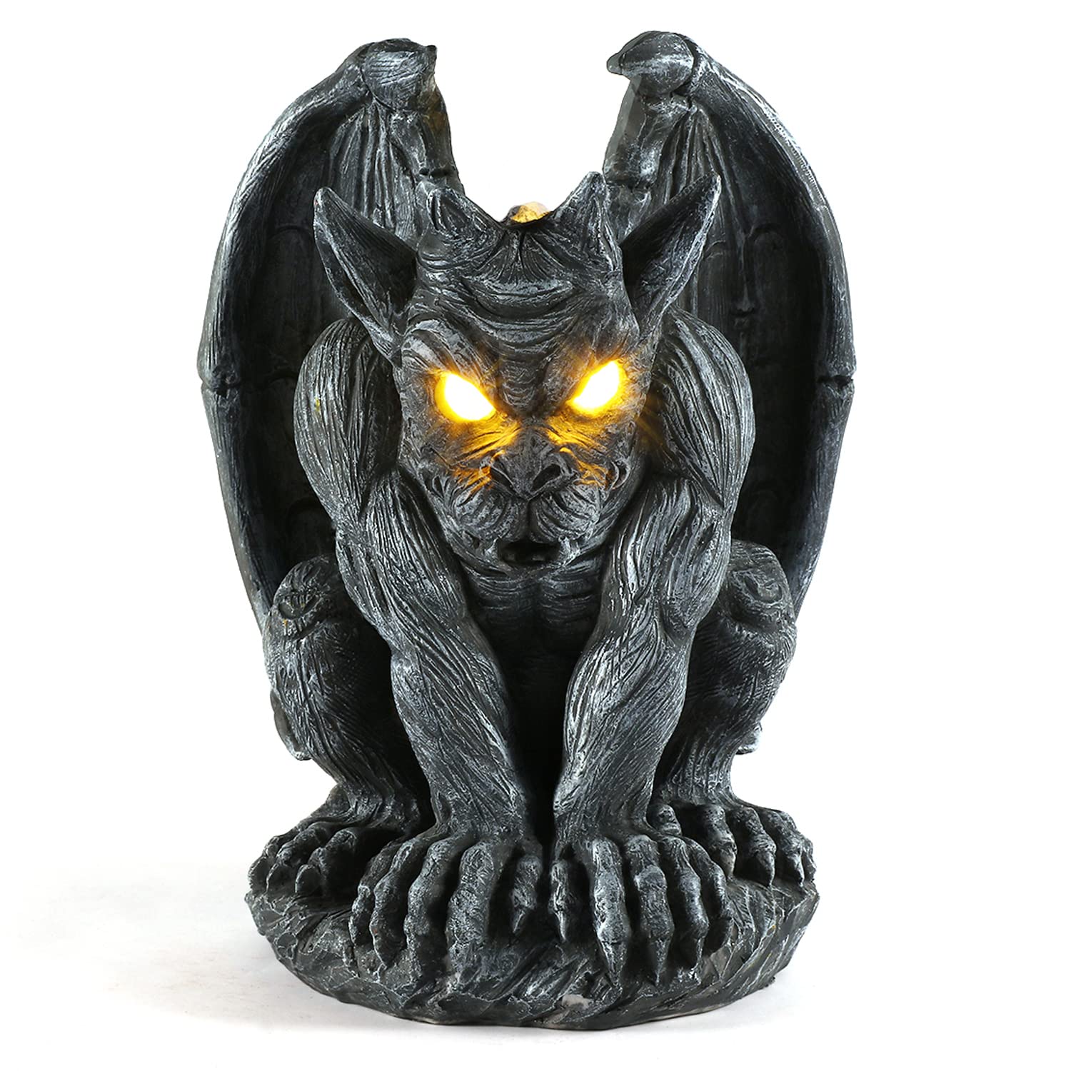 Solar-Powered Large Winged Gargoyle Statue - Outdoor Gothic Decor, Monster Dragon Garden Guardian Sculpture for Patio, Yard & Lawn - Valentine's Day Gift for Horror Lovers (Perfect for Halloween Decor & Gothic Garden Themes)
