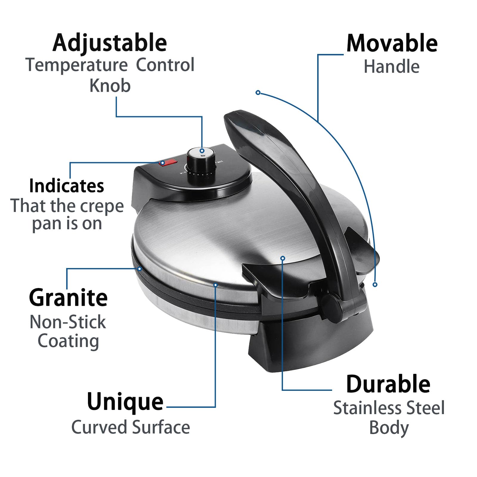 Electric Tortilla Press Machine - Automatic Roti & Chapati Maker for Tacos, Dosa & Flatbreads | Perfect for Home Kitchens & Mexican Restaurants (Black)