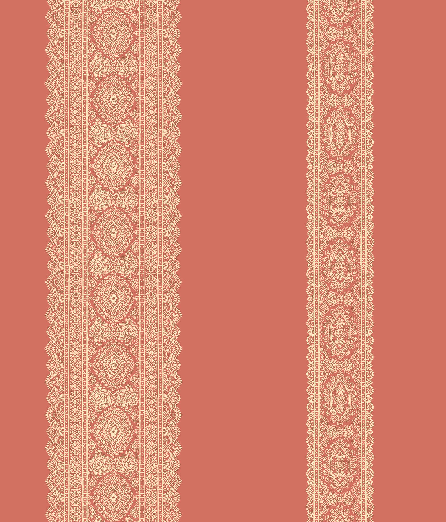 Kismet Coral Brynn Coral Paisley Stripe Wallpaper - Peel & Stick Removable Wallpaper for Bedroom, Living Room, Nursery | A Street Prints