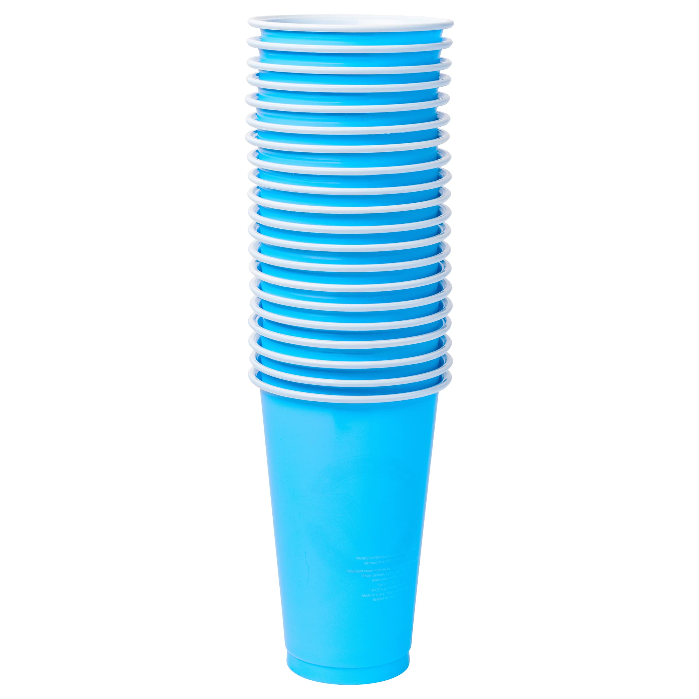 DC Comics Wonder Woman 20-Pack 18oz Disposable Plastic Cups - Superhero Themed Party Supplies for Birthdays, BBQs & Comic Con Events