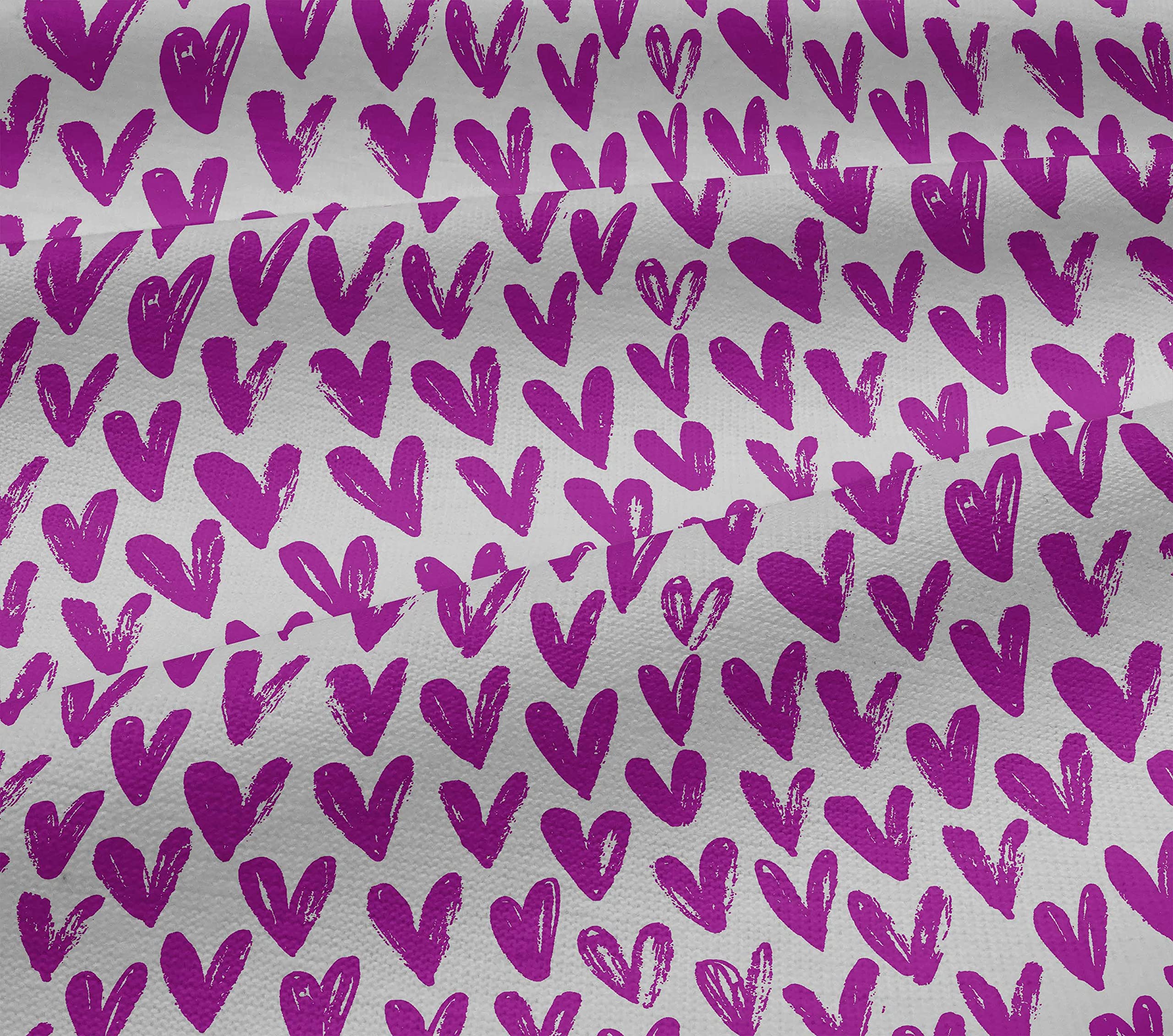 oneOone 100% Cotton Jersey Fuschia Pink Valentine Heart Print Fabric by The Yard - 58 Inch Wide Soft Knit Material for DIY Dresses, Crafts & Home Decor