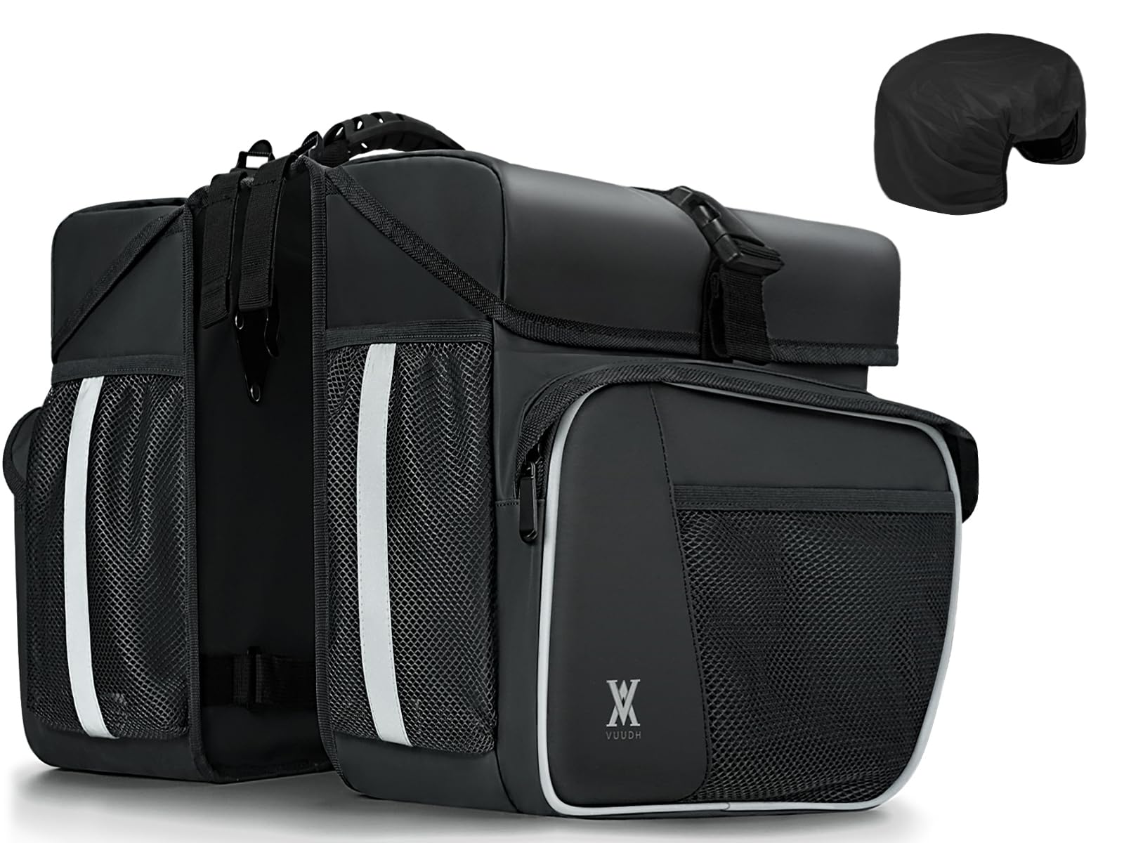 Waterproof 36L Double Panniers Bike Bags - Reflective Safety Saddle Bags for Rear Rack Bicycles, Universal Fit for Most Bicycle Racks with Included Rain Cover (Black) - Perfect for Commuting, Touring & Outdoor Adventures