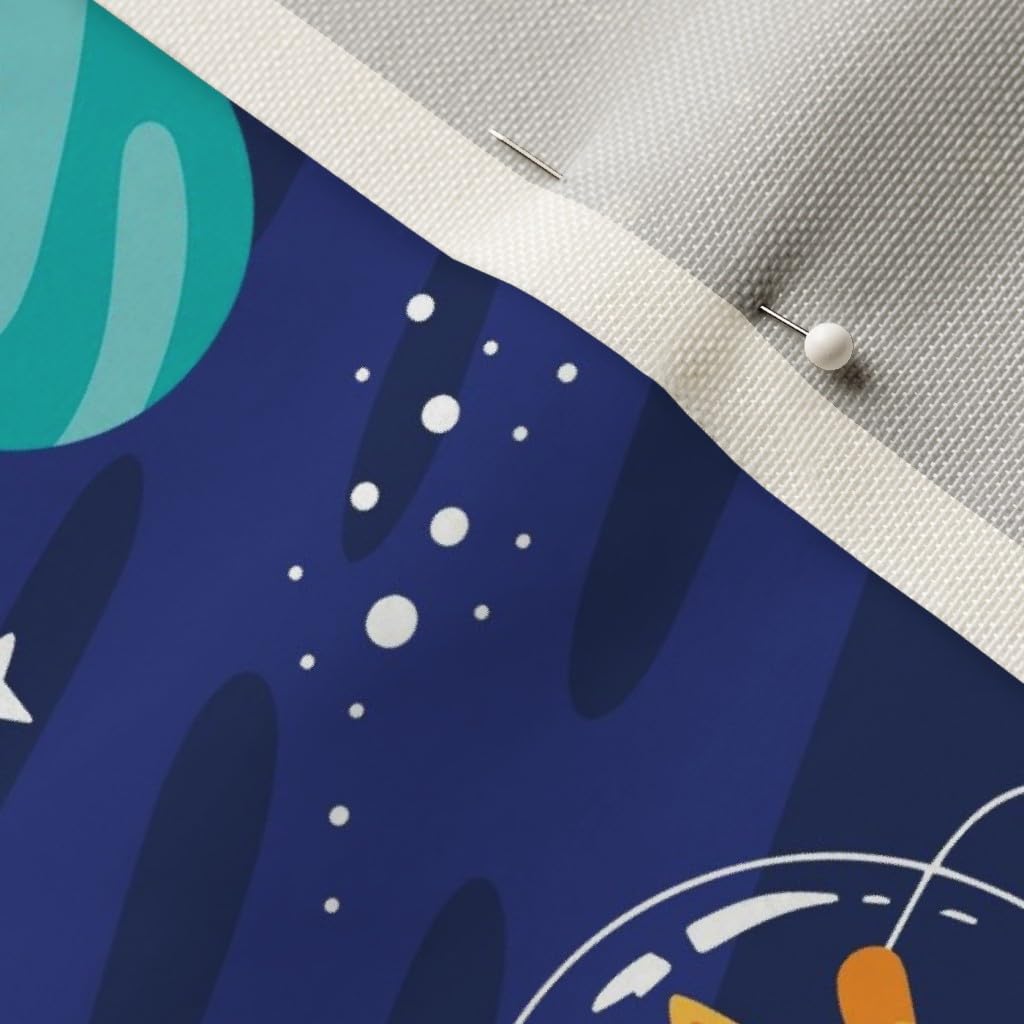 Space Cats & Planets Printed Velvet Fabric by Spoonflower - Upholstery, Home Decor & Apparel Material - Fat Quarter for DIY Projects, Curtains, Pillows & Clothing