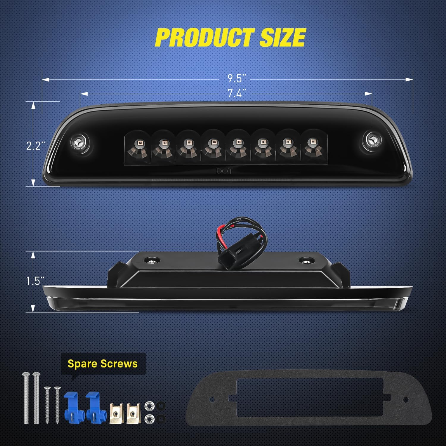 1995-2016 Toyota Tacoma Third Brake Light Replacement - High Quality LED Stop Lamp for Improved Safety - Perfect for Off-Roading, Camping & Daily Driving