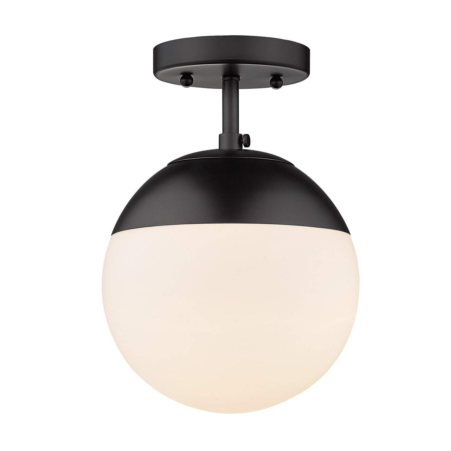 Golden Dixon Semi-Flush Mount Ceiling Light Fixture - Matte Black with Opal Glass Shade - Modern Hanging Light for Dining Room, Bedroom, Kitchen & Hallway