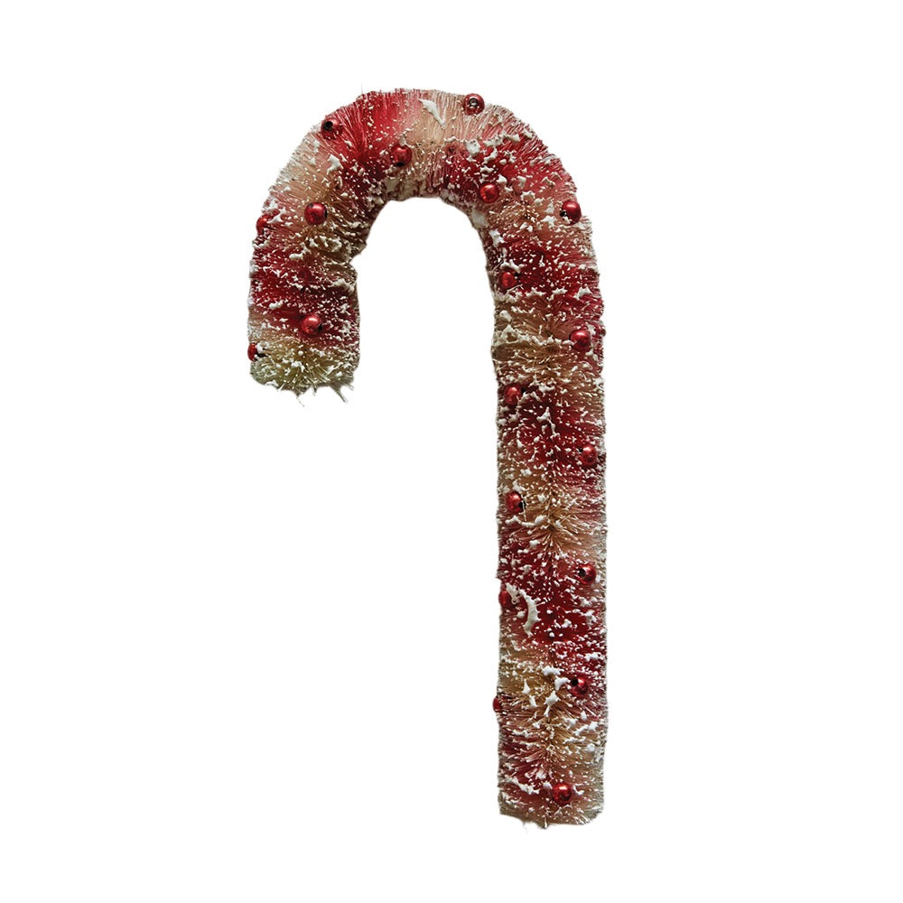10H Sisal Bottle Brush Candy Cane with Beads - Durable Cleaning Brush for Wine Bottles, Glassware & Decanters - Perfect for Holiday Decor & Kitchen Cleaning