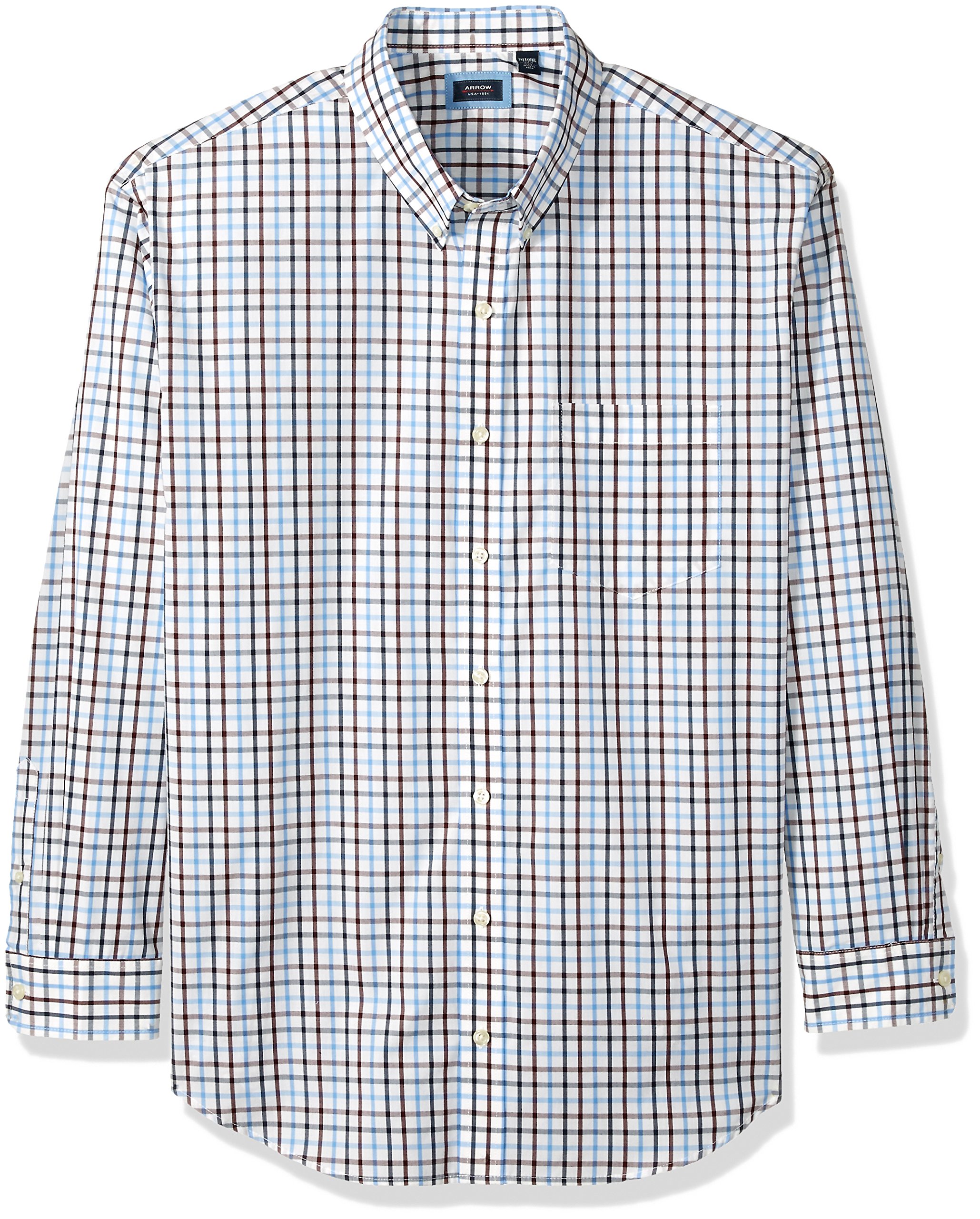 Arrow Men's Big & Tall Long Sleeve Plaid Button-Down Shirt - Comfortable Hamilton Style for Work, Office & Casual Wear