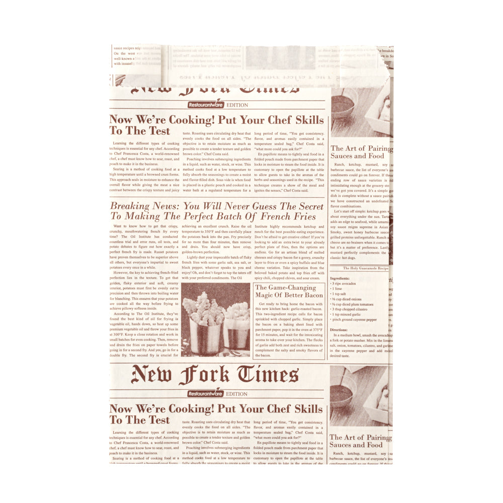 Eco-Friendly Sepia Newsprint French Fry & Snack Bags - 4.25