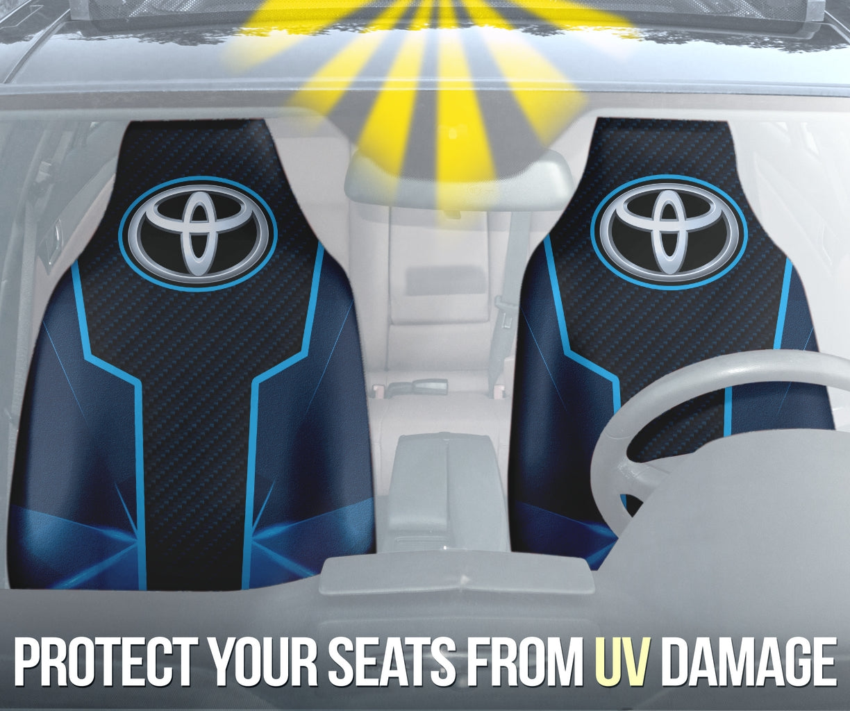 Premium Toyota Blue Car Seat Covers 210101 - Universal Fit, Comfort & Style for Sedans, SUVs & Trucks - Perfect for Daily Commute, Road Trips & Family Outings