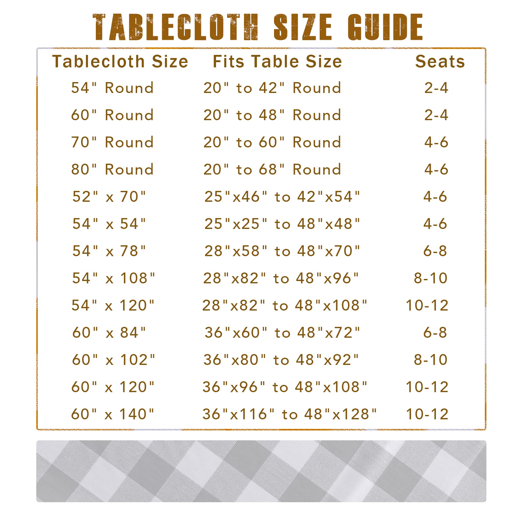 Sancua 54 x 120 Inch Checkered Vinyl Tablecloth - 100% Waterproof, Oil & Spill Proof PVC Table Cover - Easy Wipe Clean for Dining Tables, Buffet Parties, Coffee Tables & White Surfaces - Perfect for Indoor/Outdoor Use, Restaurants, Picnics & Holiday Decorations