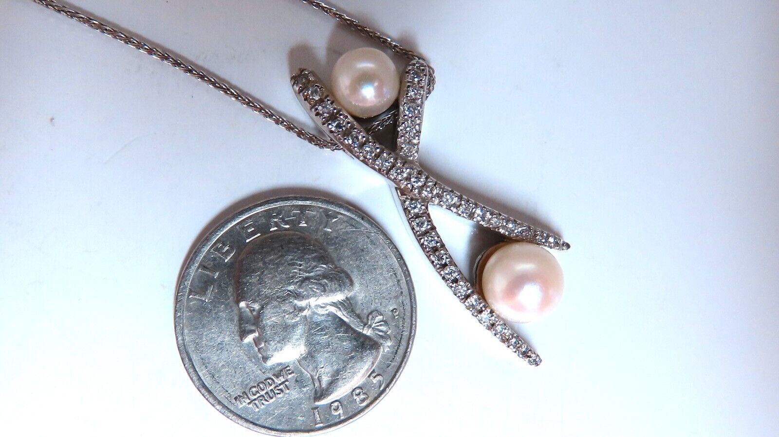 8mm South Sea Pearl & Diamond Necklace in 14K White Gold - 18 Inch Elegant Jewelry for Weddings, Parties & Special Occasions