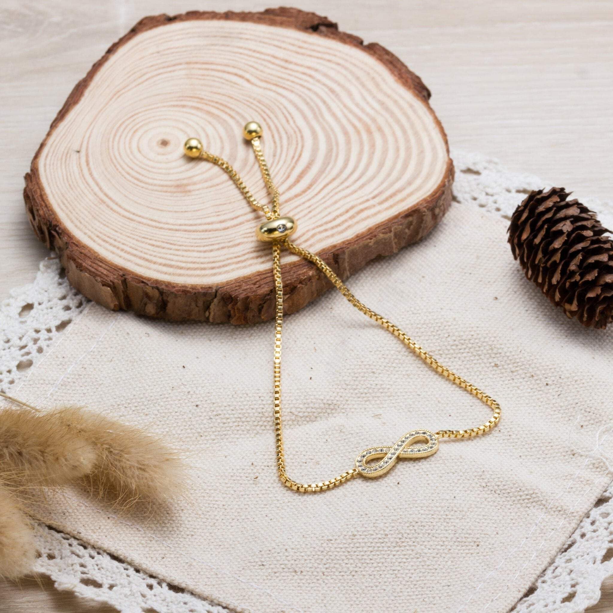 Gold Plated Infinity Friendship Bracelet with Zircondia® Crystals - Perfect Gift for Best Friends