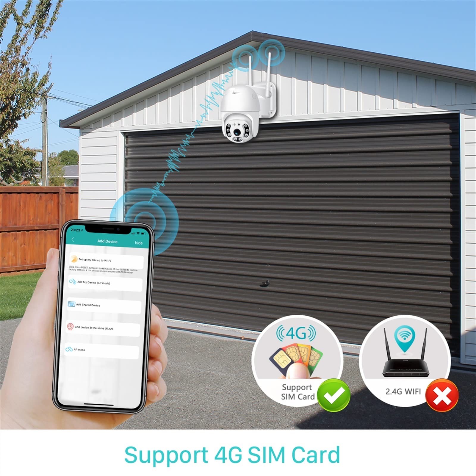 BAFEIYA 4G LTE Wireless Outdoor Security Camera with SIM Card - 1080P 3MP Full HD PTZ IP Camera, Two-Way Audio, AI Human Detection, 32GB Storage - Ideal for Home Surveillance, Business Security & Remote Property Monitoring