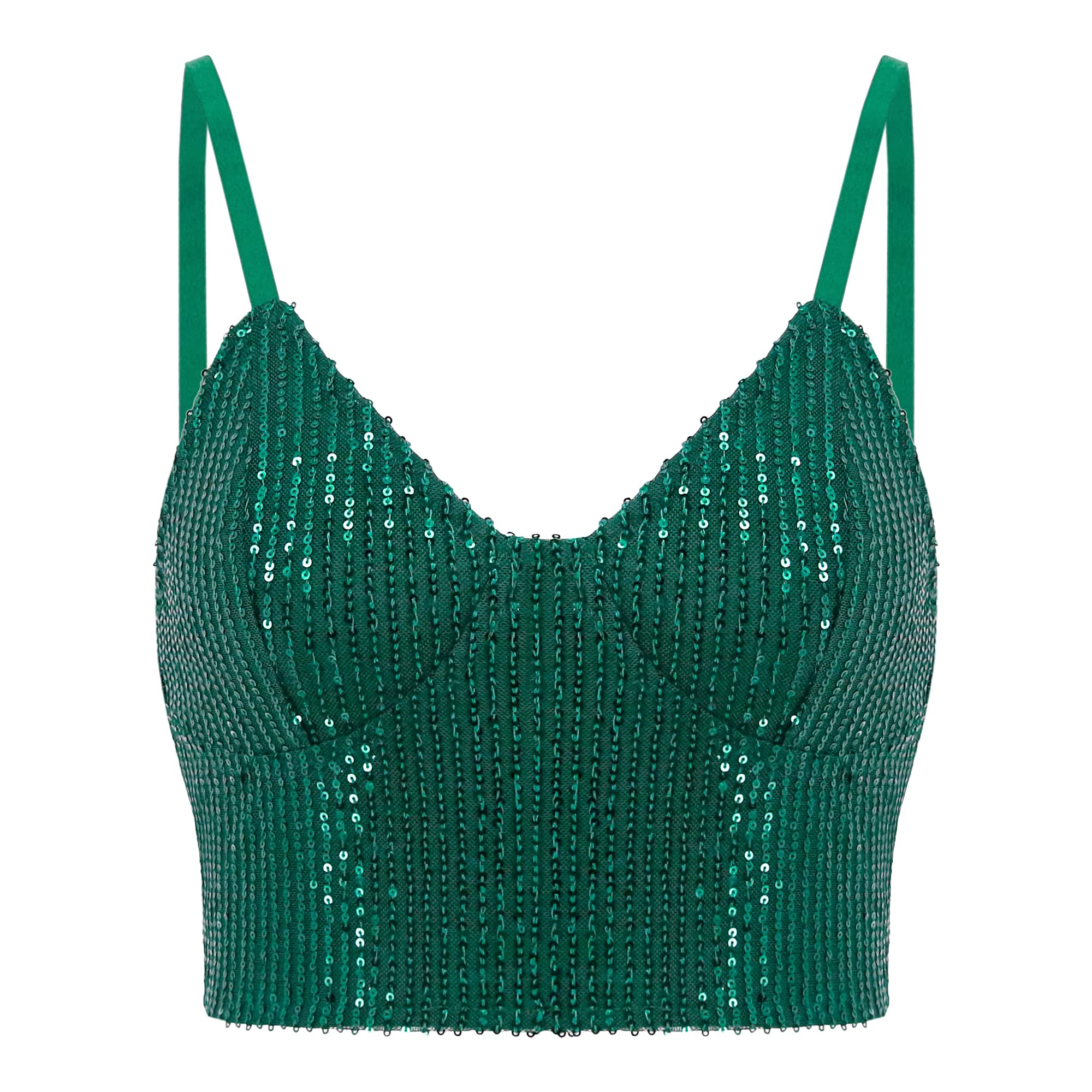 Sexy Sequins Tank Top for Women - Spaghetti Strap Crop Top, Sleeveless Tube Top, Tight Clubwear for Rave, Party & Night Out | Perfect for Concerts, Festivals & Clubbing