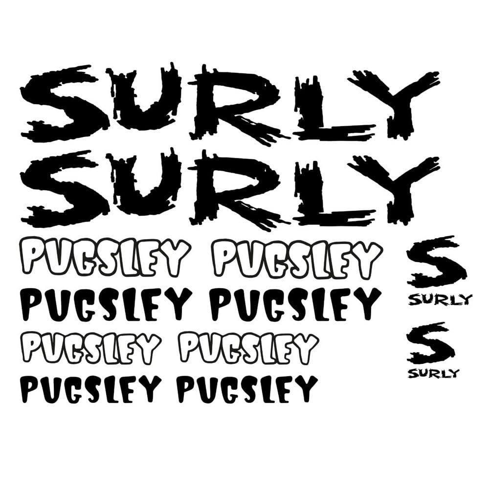 Surly Pugsley Bike Decals & Stickers - Durable Gray Vinyl Labels for Fat Tire Bicycles | Perfect for Customizing Your Bike Frame, Helmet, or Water Bottle