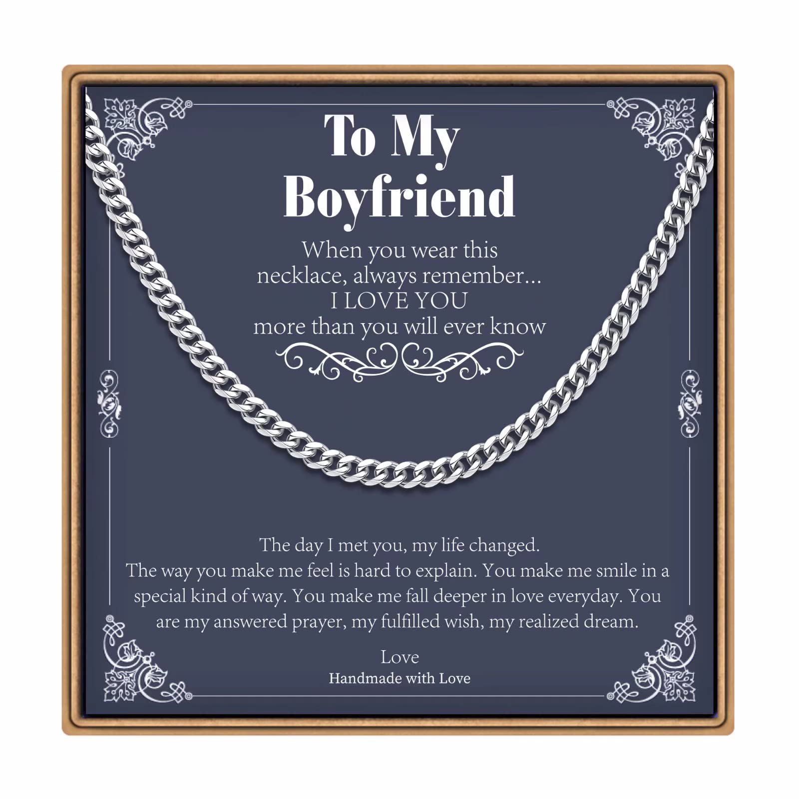IEFLIFE Men's Chunky Cuban Link Chain - Black/Gold/Silver Stainless Steel Necklace for Men | Graduation, Father's Day, Valentine's, Christmas Gifts for Dad, Son, Grandpa, Boyfriend, Step Dad, Husband | Perfect for Casual Wear, Parties, and Special Occasions