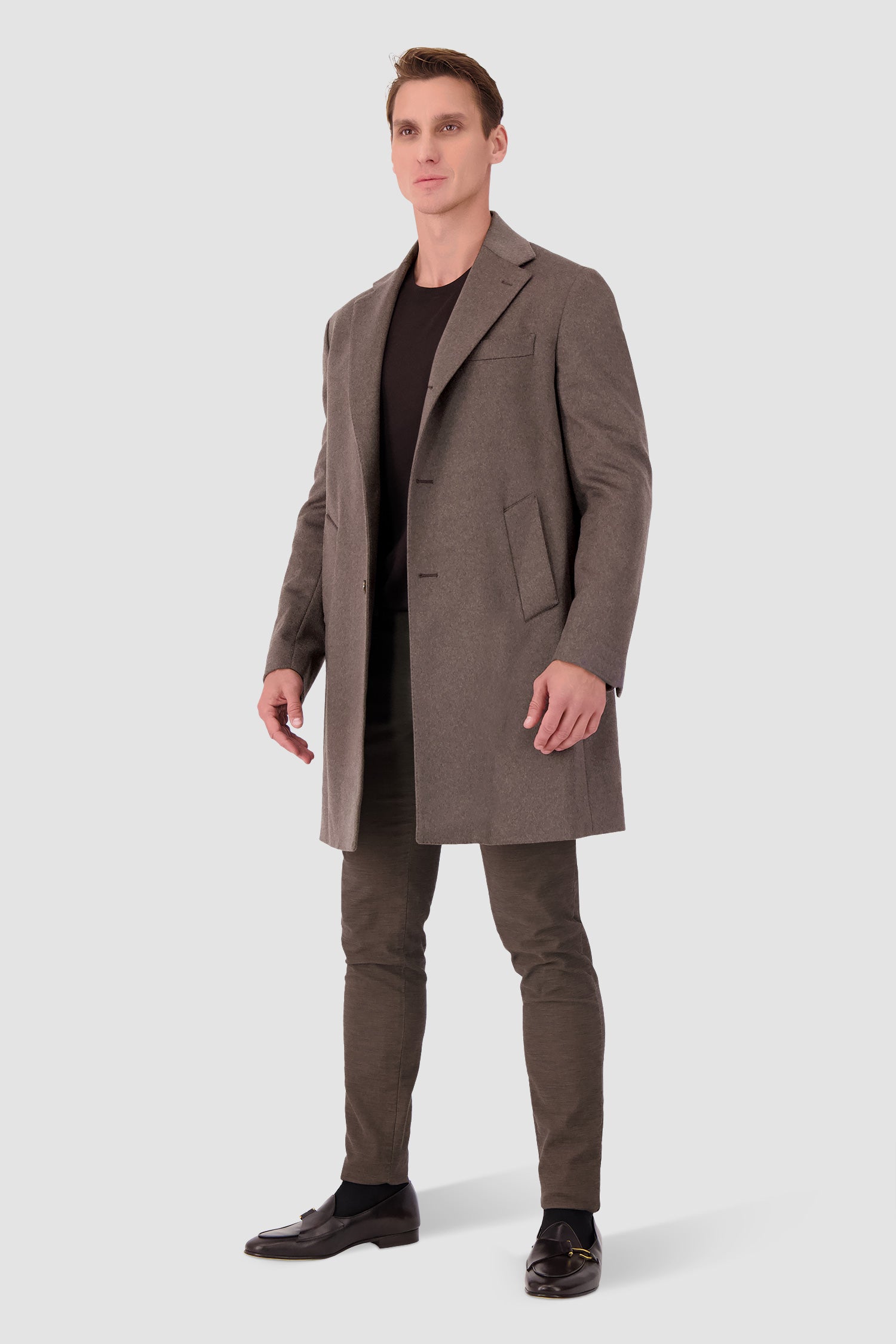 Barba Napoli Brown C Brio Coat - Premium Italian Wool Overcoat for Men | Elegant Winter Outerwear for Business & Formal Occasions