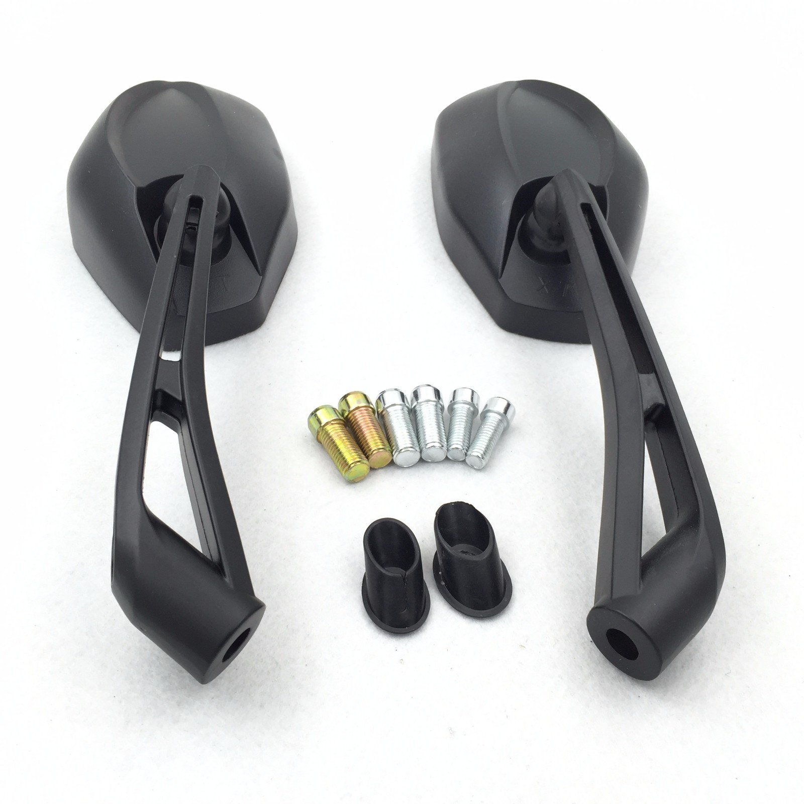 HTTMT MT432- Black Motorcycle Rearview Mirrors - 8mm & 10mm Universal Fit for Standard Naked Street Bikes (CB1000R, Shadow, Valkyrie) - Includes 7/8