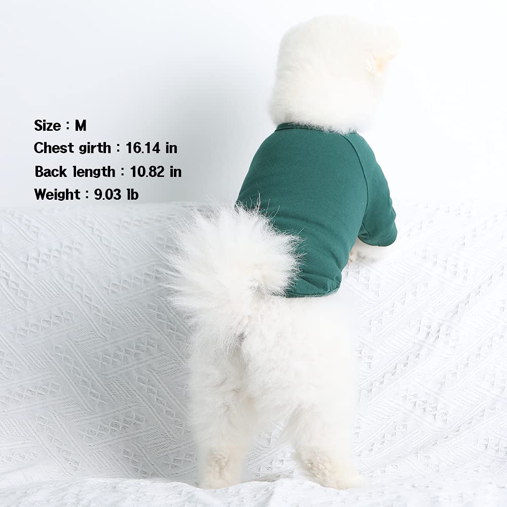Small Dog Shirt - Soft Cotton Green Pet Tee for Daily Walks & Play