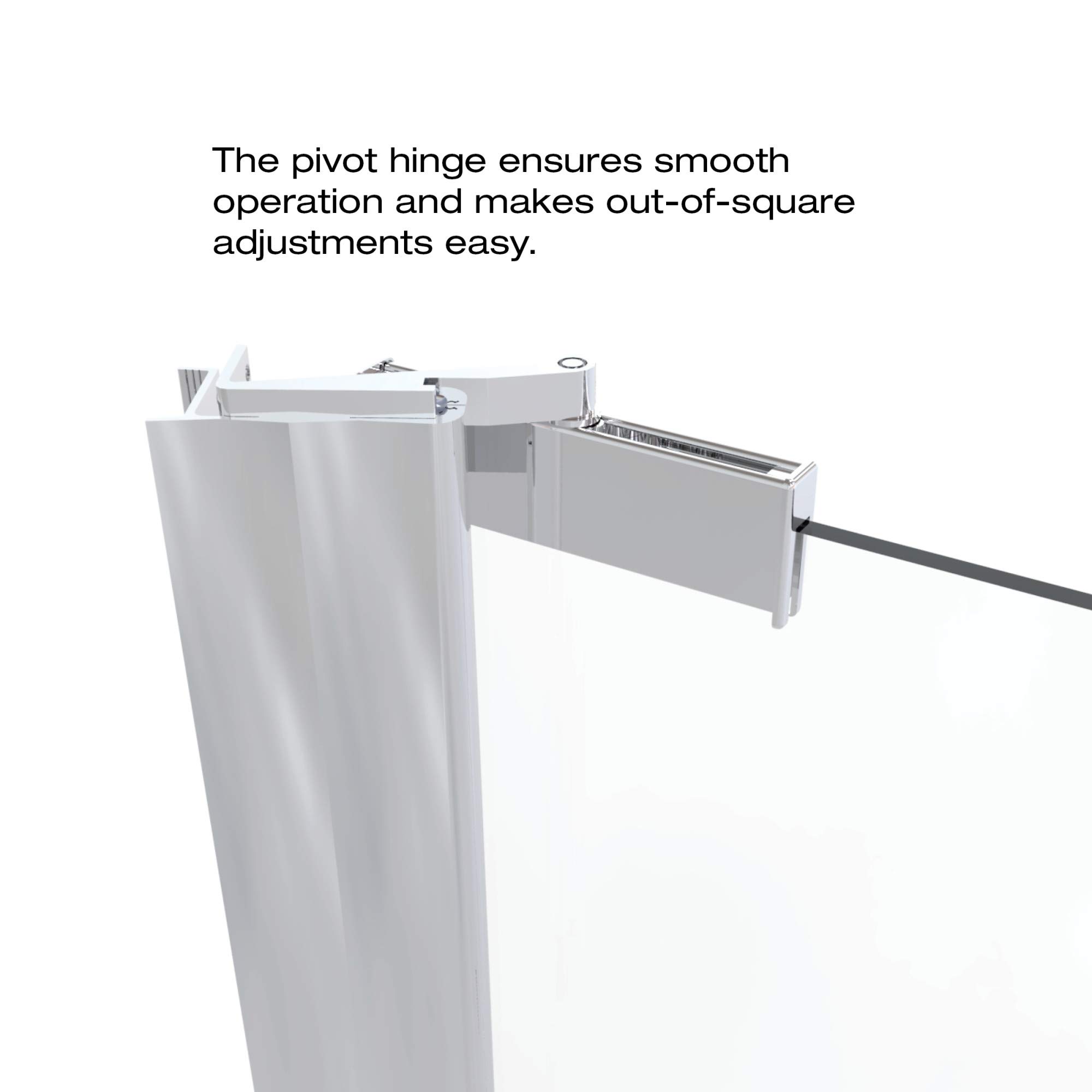 Basco Armon 31.75 to 33.25 Inch Semi-Frameless Pivot Shower Door - Clear Tempered Glass with Chrome Finish for Bathroom Renovation & Modern Home Upgrade