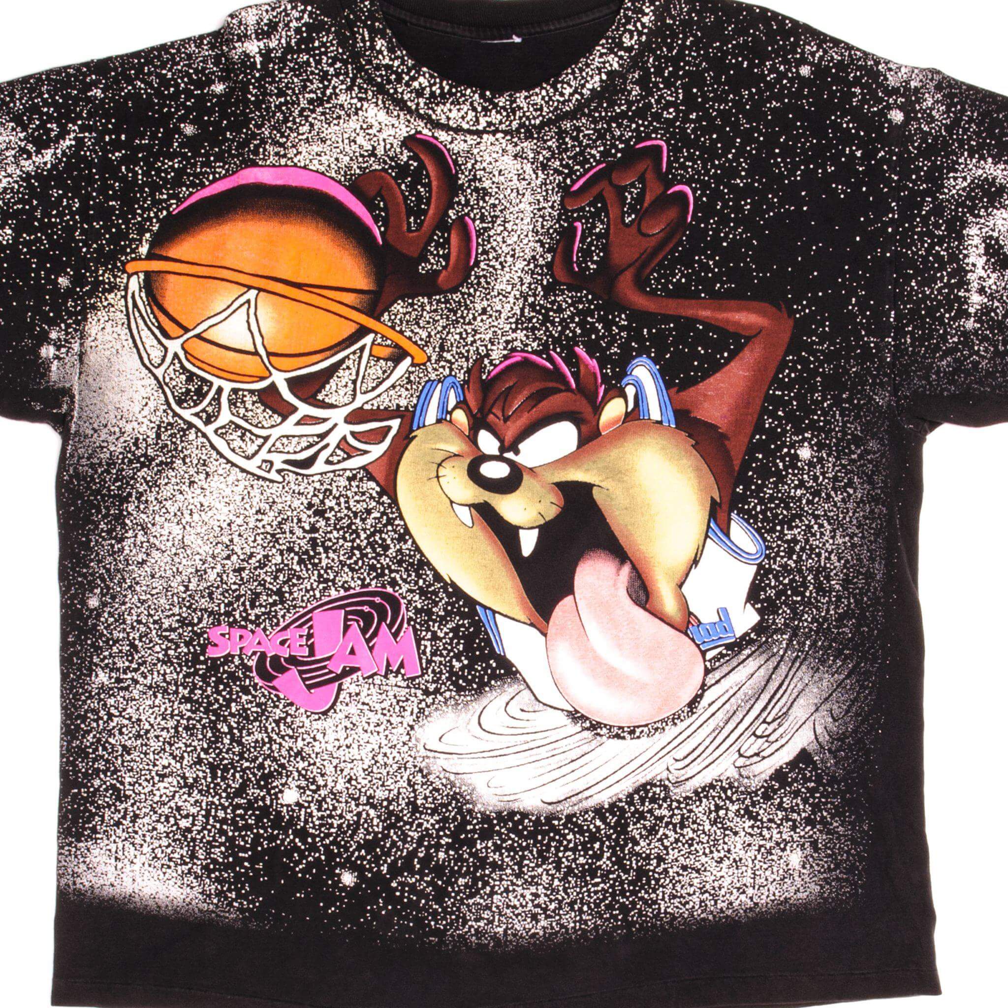 Vintage Looney Tunes Space Jam 1990s Graphic T-Shirt - 2XL - All Over Print Retro Cartoon Tee for Fans, Collectors & 90s Nostalgia Lovers - Perfect for Cosplay, Movie Nights & Casual Wear