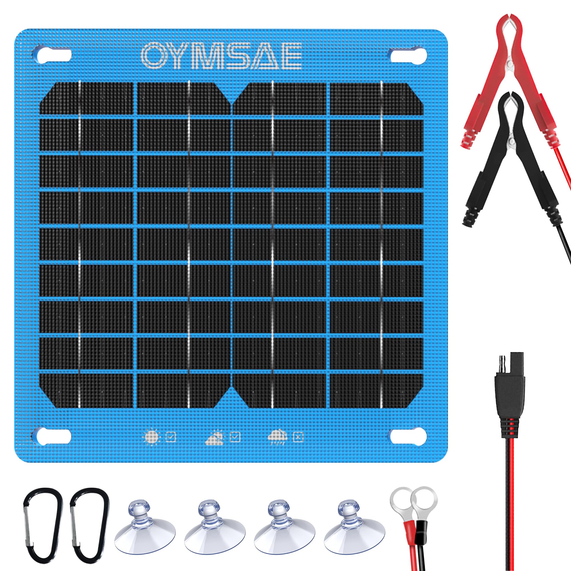 6W 12V Solar Panel Battery Charger - Portable Waterproof Solar Power Trickle Charger & Maintainer for Car, Boat, RV, Automotive - Includes Cigarette Lighter Plug & Alligator Clips - Perfect for Outdoor Adventures, Camping & Emergency Power Backup