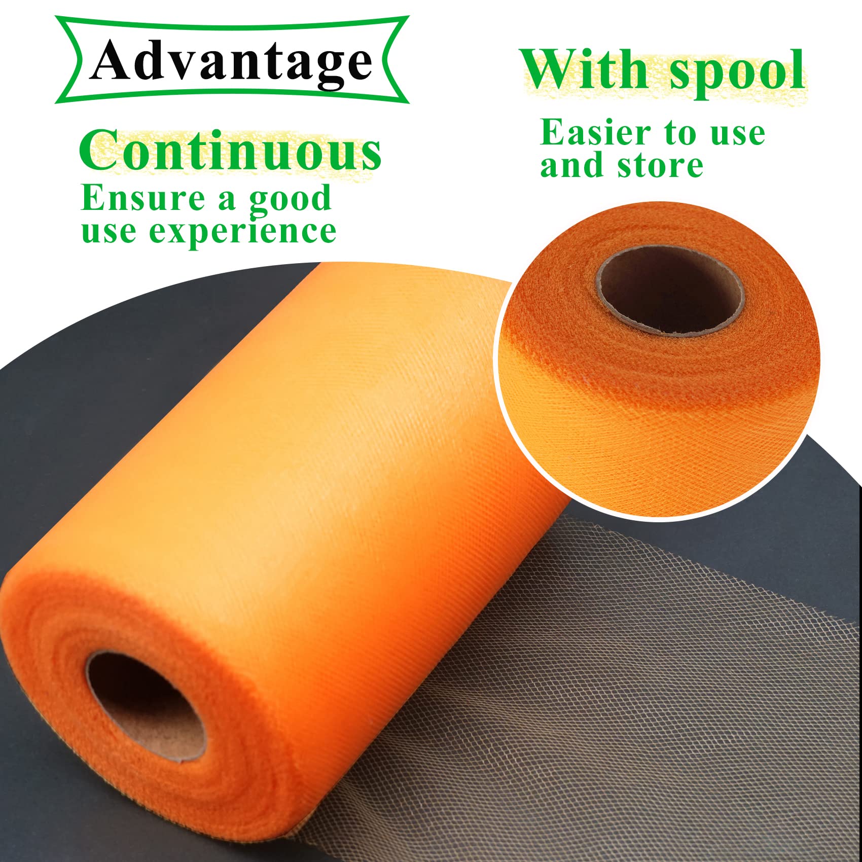 Orange Tulle Fabric Rolls 6