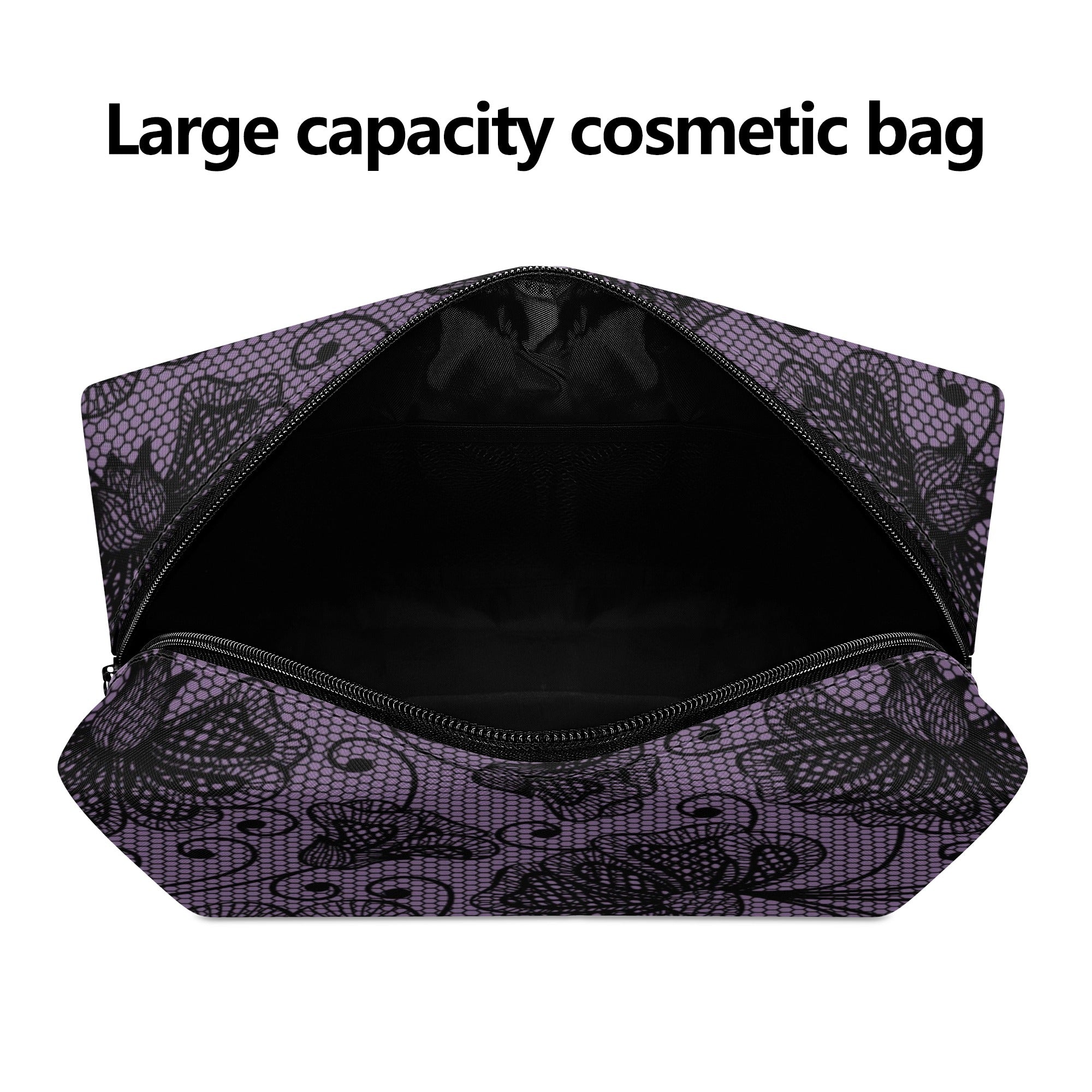 Elegant Lacey Purple Flower Leather Cosmetic Bag for Women | Travel Makeup Pouch | Gift Idea for Her | Perfect for Daily Use, Travel & Special Occasions