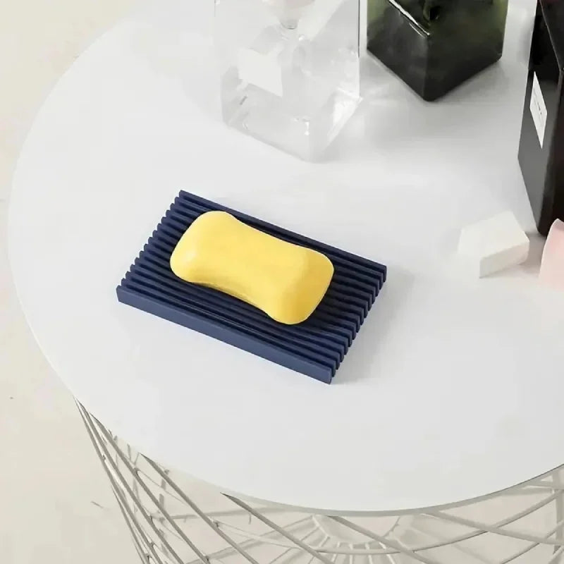 Stainless Steel Linear Flow Soap Dish - Modern Bathroom Soap Holder with Drainage Holes for Shower, Kitchen & Sink Countertop Organizer