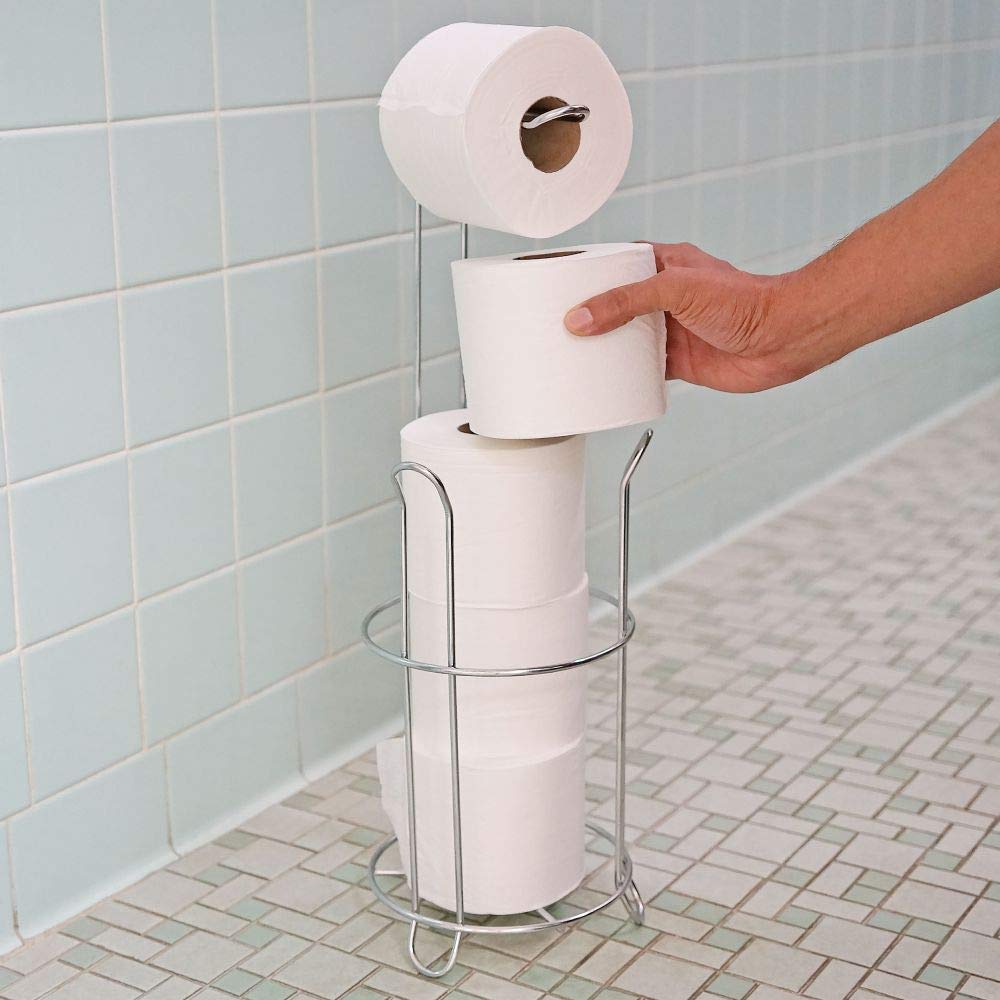 Southern Homewares Chrome Metal Quick Load Toilet Paper Holder - Space-Saving Bathroom Organizer for Homes, Apartments & RVs | Durable & Stylish TP Stand for Modern or Traditional Decor
