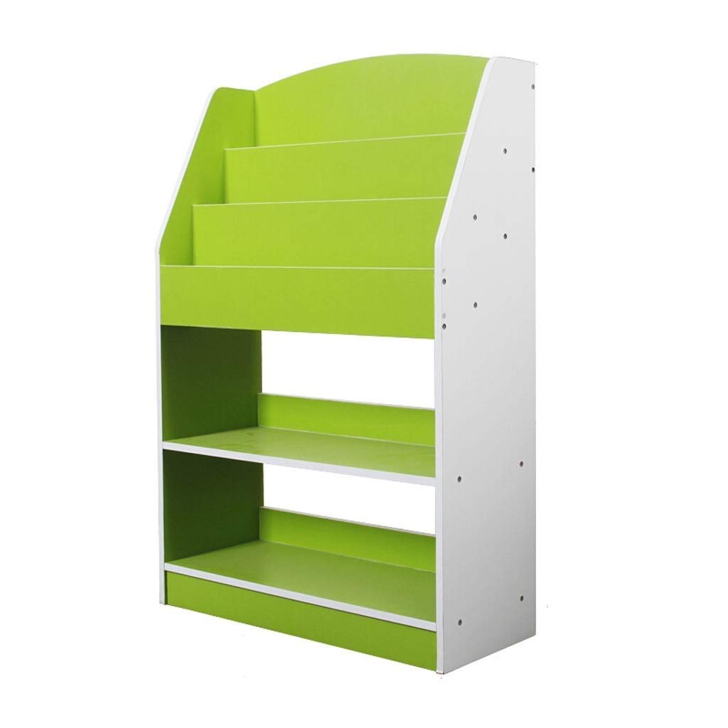 TOMYEUS 3-Tier Kids Bookshelf - Multicolor Children's Bookcase & Toy Storage Organizer for Playroom, Nursery, or Classroom - Green Wooden Book Rack for Toddlers & Preschoolers