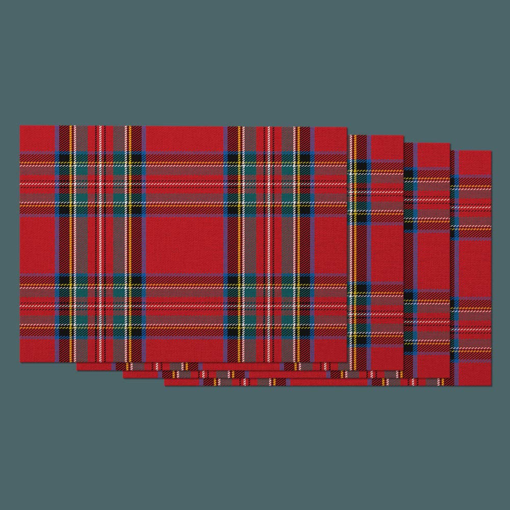 Plaid Place Mats Set of 4 - Christmas Red & Green Tartan Gingham Checkered Buffalo Cotton Linen Table Mats (12x18 Inch) for Dining Room, Kitchen Table, Holiday Dinner & Party Decorations